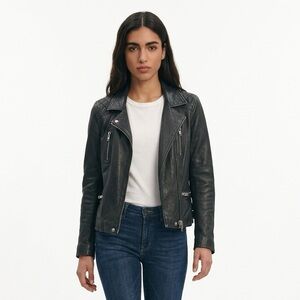 IRO|Black Leather Moto Jacket| US 2